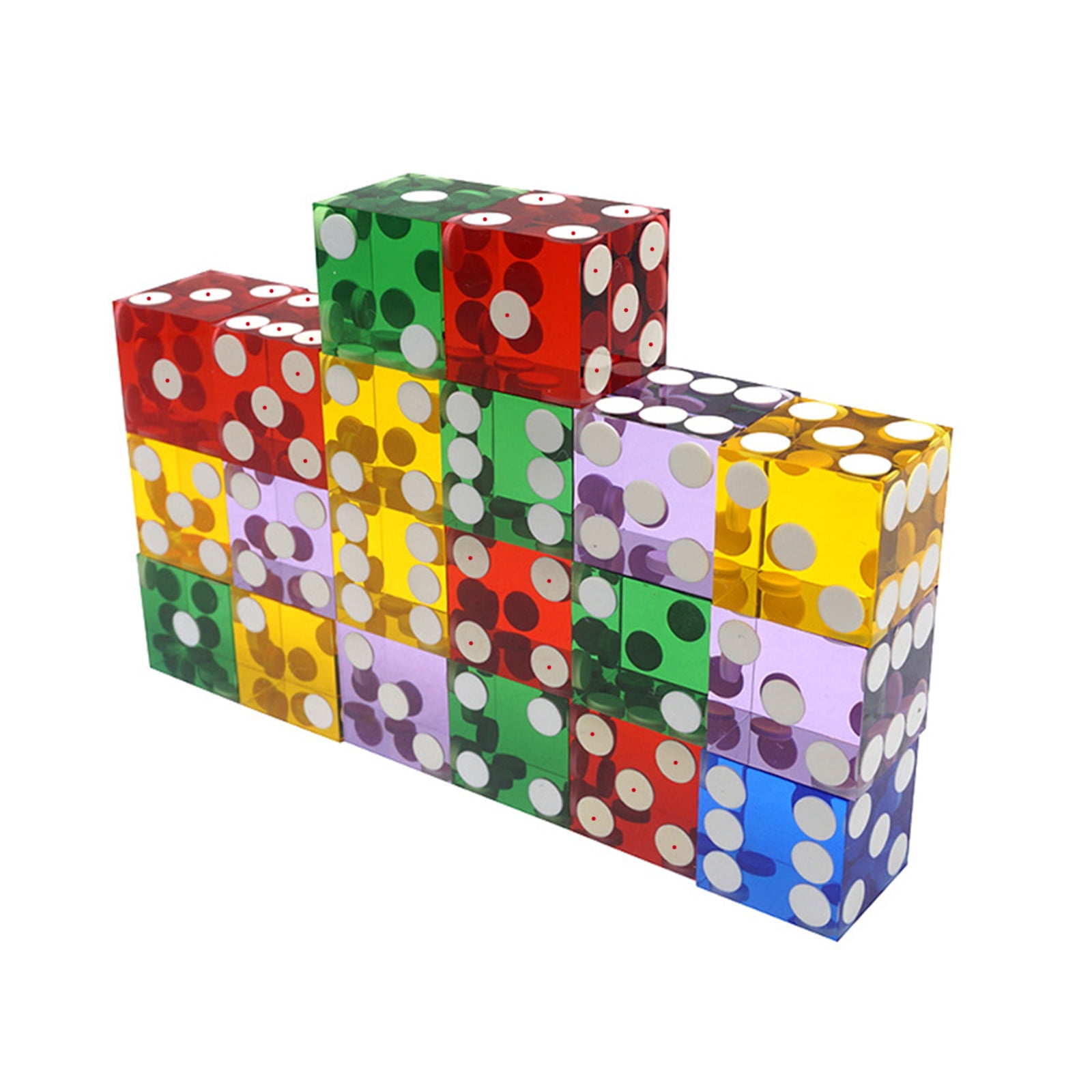 Set of 5 Acrylic Transparent six Sided D6 Casino for Sharp Straight Corners Precision Dice 19mm