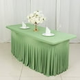 thumbnail image 5 of BalsaCircle 6 ft Fitted Sage Green Premium Spandex Rectangle Tablecloth Wavy Table Cover Party Events Decorations, 5 of 8