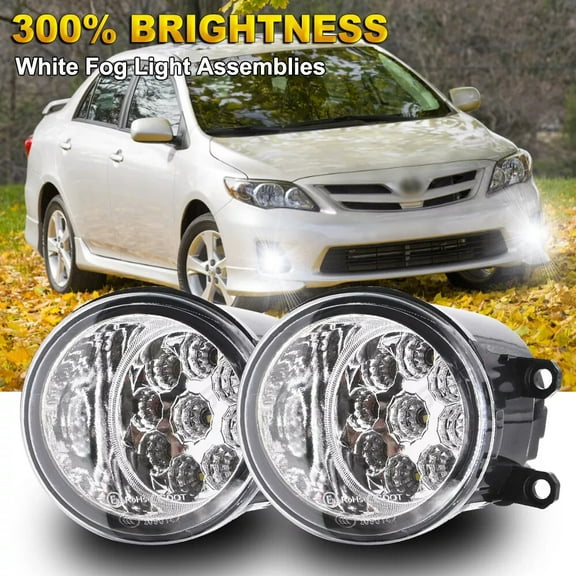 CHUSYYRAY Pair for Toyota Corolla 2009-2013 LED Front Bumper Fog Light Lamps w/Clear Lens
