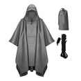 thumbnail image 4 of Poncho de lluvia con capucha jinwen Capa de lluvia con bolsillo Chaqueta impermeable de manga larga con cordón Gris Poncho Adulto, 4 of 8