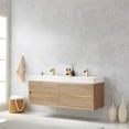 thumbnail image 5 of Pemberly Row 60" Double Sink Wall-Mount Floating Wood Bathroom Vanity No Mirror, 5 of 10