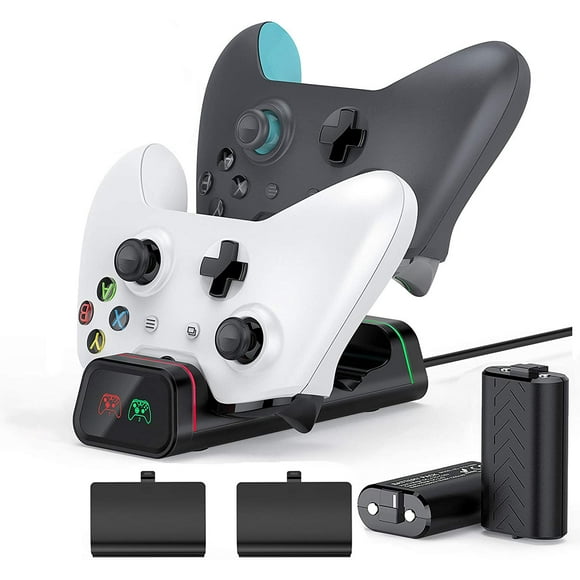 Xbox Controller Charging Station, Vivefox Xbox One Controller Charger with 2 x 1200mAh Rechargeable Battery Packs Compatible for Xbox One/One X/One S/Xbox One Elite Wireless Controllers - -