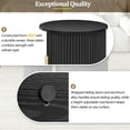 thumbnail image 5 of Set of 2 Coffee Table with Sliding Tambour Door, Mid-Century End Table Set with Storage, Round Fluted Center Table, Tall & Low Side Table for Living Room, Black, 5 of 9