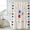 thumbnail image 4 of Independence Day Bathroom Shower Curtains with 12 Hooks Polyester Waterproof Shower Curtain for Stalls and Bathtubs 4th of July Red Blue Striped Stars Beige Decorative Bathroom Curtain 60x72 Inches, 4 of 9