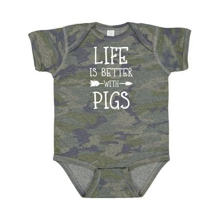 

Inktastic Life s Better with Pigs Gift Baby Boy or Baby Girl Bodysuit