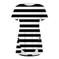 thumbnail image 5 of ALLLIST Short Sleeve Womens Tops Clearance Under $5 Striped Black Crew Neck Printed T-Shirts Button Loose Tshirt Dress Women, 5 of 5