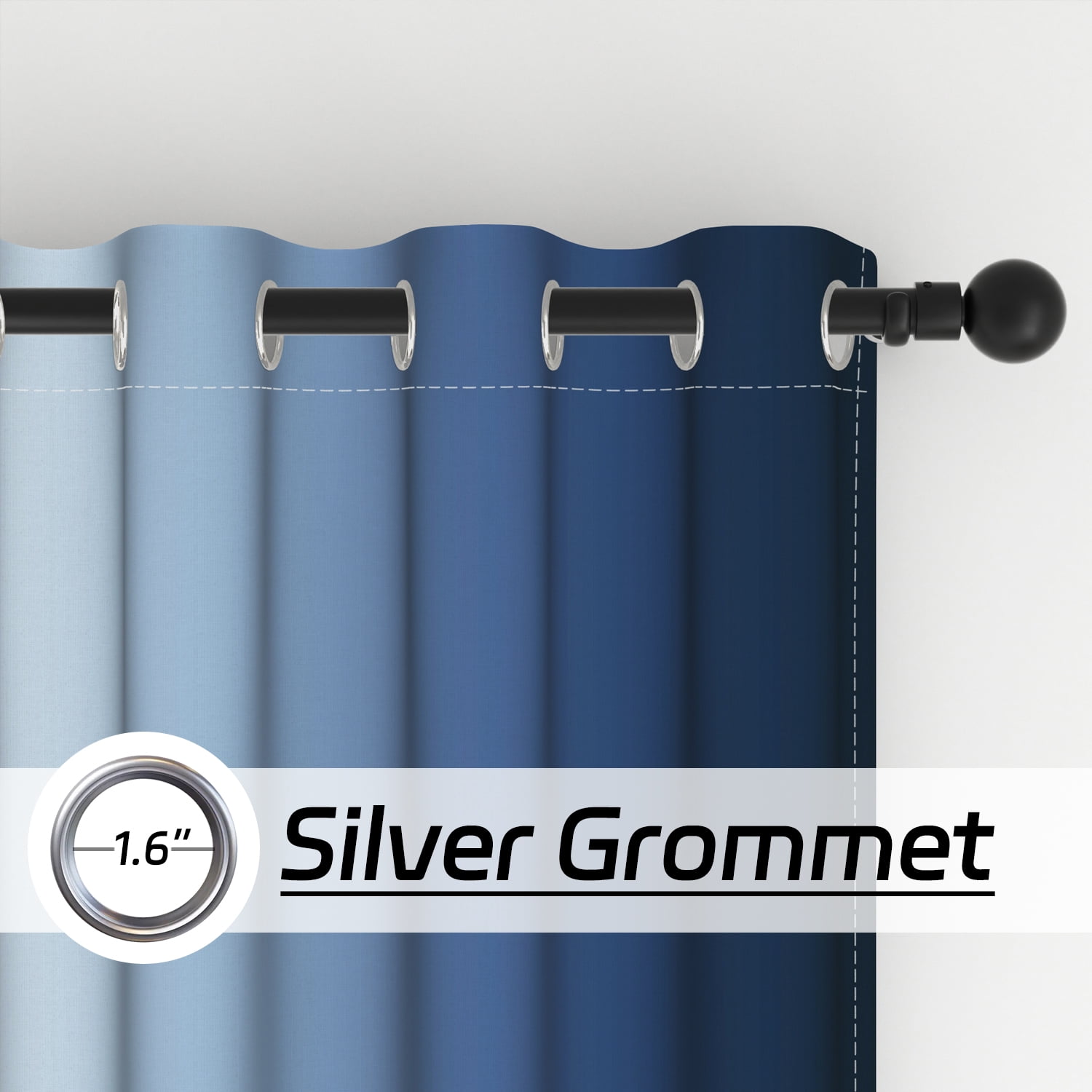 LFEEY Navy Blue and Greyish White Ombre Curtains, Room Light Blocking Curtains , 42x63inch, 2 Panel