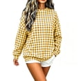thumbnail image 6 of Women's Gingham Plaid Sweatshirt Crew Neck Long Sleeve Loose Fit Casual Pullover Top, 6 of 7