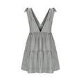 thumbnail image 5 of Oplxuo Women Y2k Plaid Mini Dress Casual Deep V Neck Sleeveless Bow Tie Shoulder Tiered Flowy A-Line Short Gingham Sundress, 5 of 7