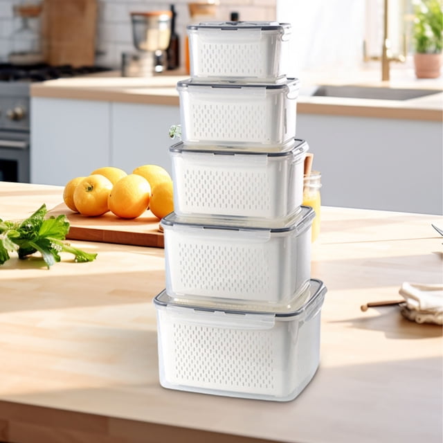 Food Storage Containers With Lids For Refrigerator Organization And Freshness Preservation Stackable Rectangular Set Of 6
