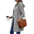thumbnail image 4 of Hurxie Women's Zip Up Hoodies Oversized Fleece Long Tunic Sweatshirts Casual Long Sleeve Fall Hoodie Jacket Coat Gray,S, 4 of 6