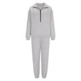 thumbnail image 3 of vigerkar Women's Sweatsuits 2 Piece Outfits Lounge Sets Long Sleeve Half Zip Pullover and Baggy Sweatpants with Pockets (Light Gray, 5XL), 3 of 4