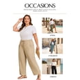 thumbnail image 3 of SHEWIN Cotton Pants Women Plus Size Pants Wide Leg Pants Drawstring Elastic Waist Lounge Pants Lightweight with Pockets, 3 of 11