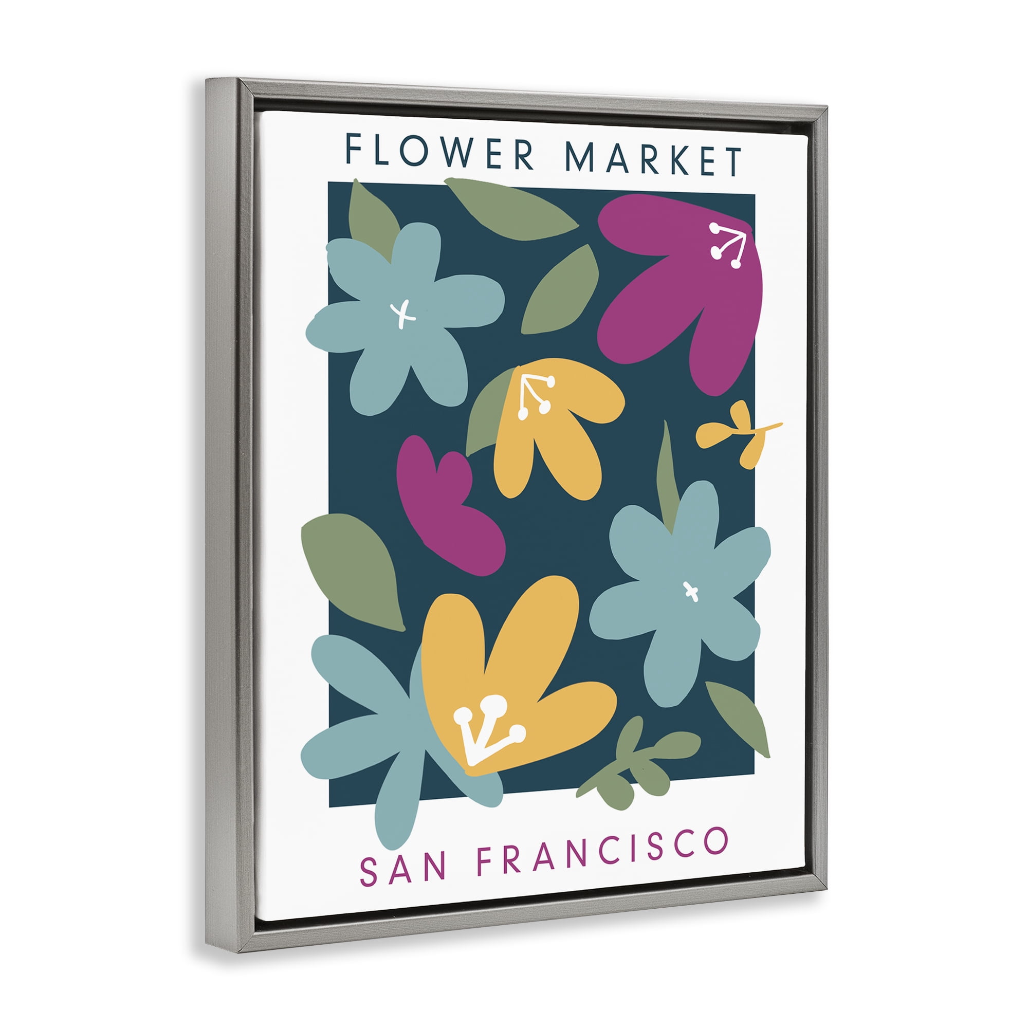 Stupell Industries Whimsical Flower Market Gray Framed Floater Canvas Wall Art, design by Anna Quach