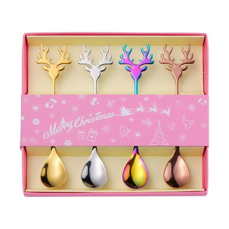 

Edikesy Big Sale Christmas Decorations Dinnerware Christmas 304 Stainless Steel Coffee Spoon Gift Box Cake Dessert And Fork Creative Christmas Spoon Coffee Spoon Gift Box Cake Dess