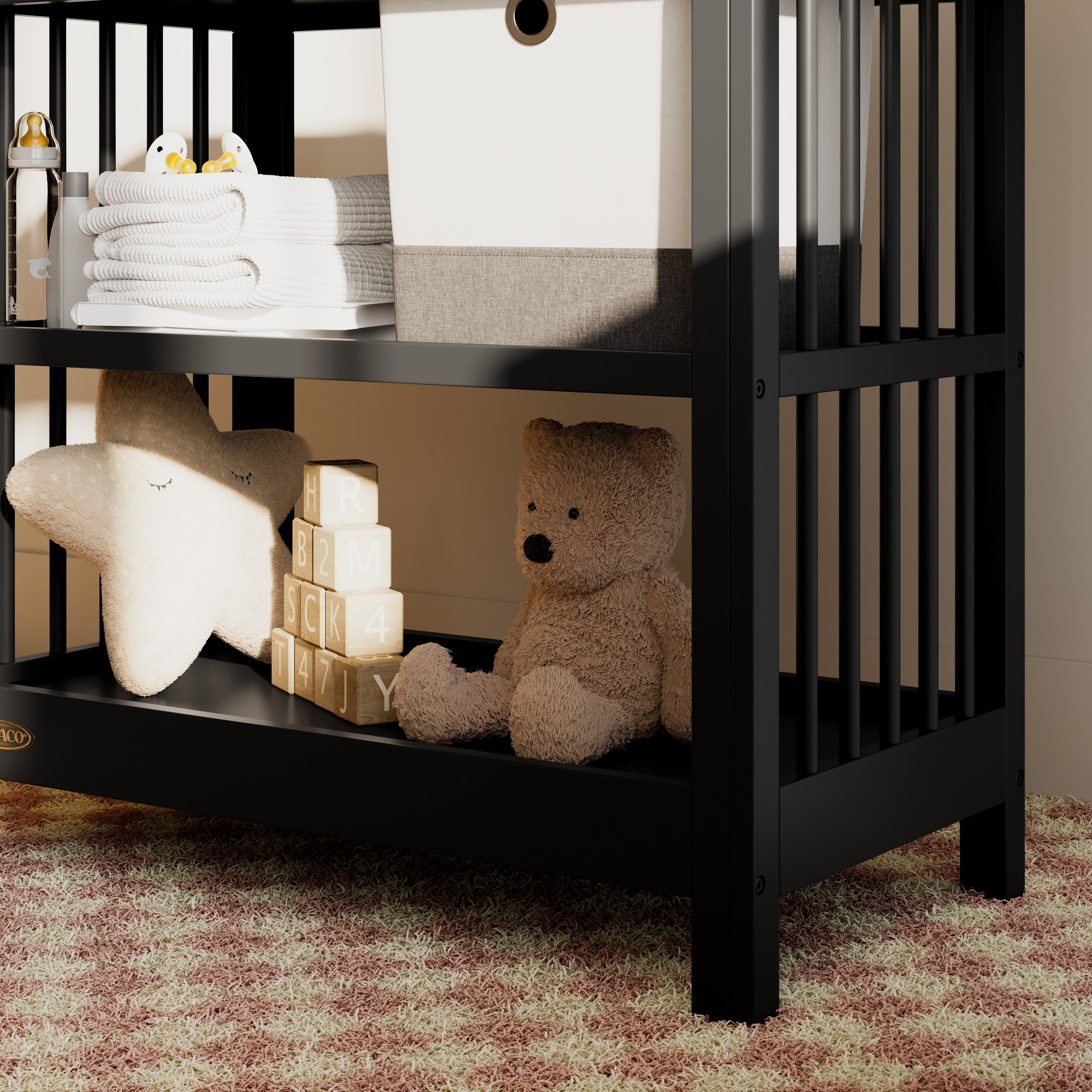 Graco Teddi Infant Wood Changing Table with Changing Pad, Black