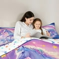 thumbnail image 5 of Feelyou 3D Neon Unicorn Queen Comforter Set for Child, Glitter Purple Galaxy Bedding Sets, Magical Stars Rainbow Reversible Bedding Comforter Set, Breathable Home Decor, 3pcs, 5 of 8
