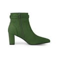 thumbnail image 3 of Unique Bargains Women's Pointed Toe Chunky Heel Zipper Ankle Boots Green 10, 3 of 7
