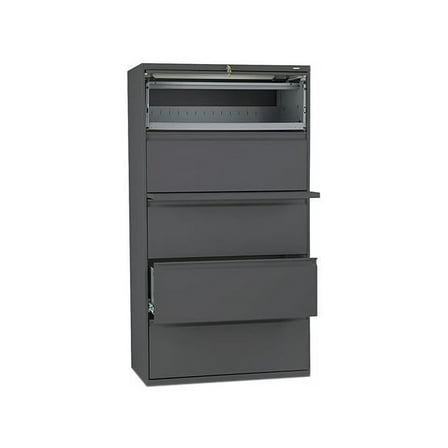 5 Drawers Lateral Lockable Filing Cabinet, Charcoal