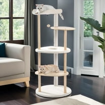 Demi Bonn 49" Cat Tree Tower for Indoor Cats Multi-Level Cat Tree Modern Cat Tower Wooden Activity Center with Scratching Posts, Beige