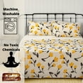 thumbnail image 6 of DaDa Bedding Yellow Fleur Golden Orange Floral Ivory Fitted & Flat Bed Sheets Set (18112), 6 of 10