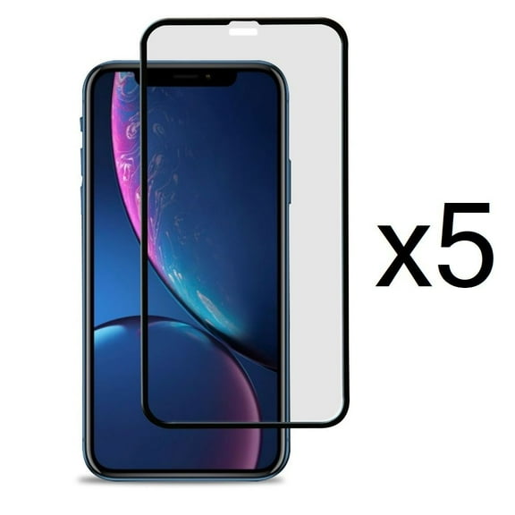 Bemz (5-Pack) Tempered Glass Screen Protectors with Full Edge Coverage and Atom Cloth for Apple iPhone 11 - Black Frame