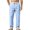 Light Blue #011, variant on Men's Linen Pants Lightweight Drawstring Elastic Waist Straight Legs Loose Fit Summer Beach Yoga Pants with Pockets 2XL
