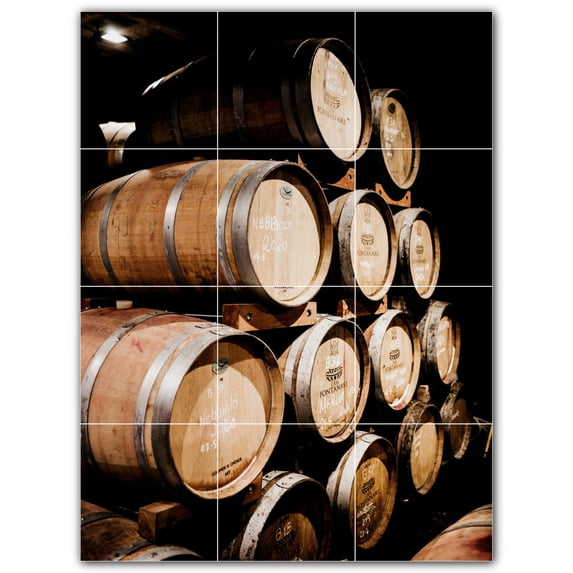 Picture-Tiles.com: Wine Ceramic Tile Wall Mural WAL501203-34M. 18"W x 24"H using (12) 6" x 6" Ceramic Tiles-Satin Finish