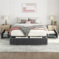 thumbnail image 1 of Yaheetech Full Upholstered Platform Bed Frame with 3 Storage Drawers, No Headboard, Dark Gray, 1 of 6