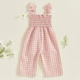 thumbnail image 4 of Zanarzt Toddler Girls Sleeveless Jumpsuits Toddler Baby Girl Summer Clothes Ruffle Sleeveless Smocked Romper Jumpsuit Suspender Pants Cute Outfit Pink,2-3 Years, 4 of 7