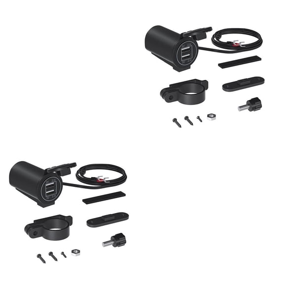 Riwesomey Doble USB Teléfono negro Cargadores de plástico Twin Iris Alta resistencia a baja temperatura Parte Motocicletas SUV Barcos 2piezas