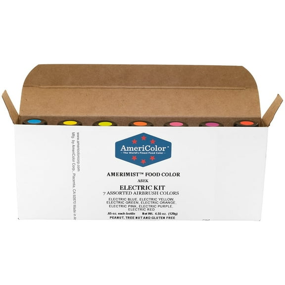 AmeriColor AmeriMist Airbrush Food Color, .65 Ounce 7 Color Electric Kit