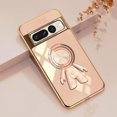thumbnail image 2 of Compatible with Google Pixel 7 Pro Case Silicone TPU Shockproof Google Pixel 7 Pro Phone Case Plating Astronaut Cute Pattern Cases with Ring (Apricot), 2 of 14