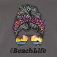thumbnail image 2 of Messy Bun BeachLife | Cool Neon Leopard Print Bandana | Sunglasses Vaction Beach Paradise Fashion Ladies Racerback Sleeveless Top, Dark Grey, XL, 2 of 5