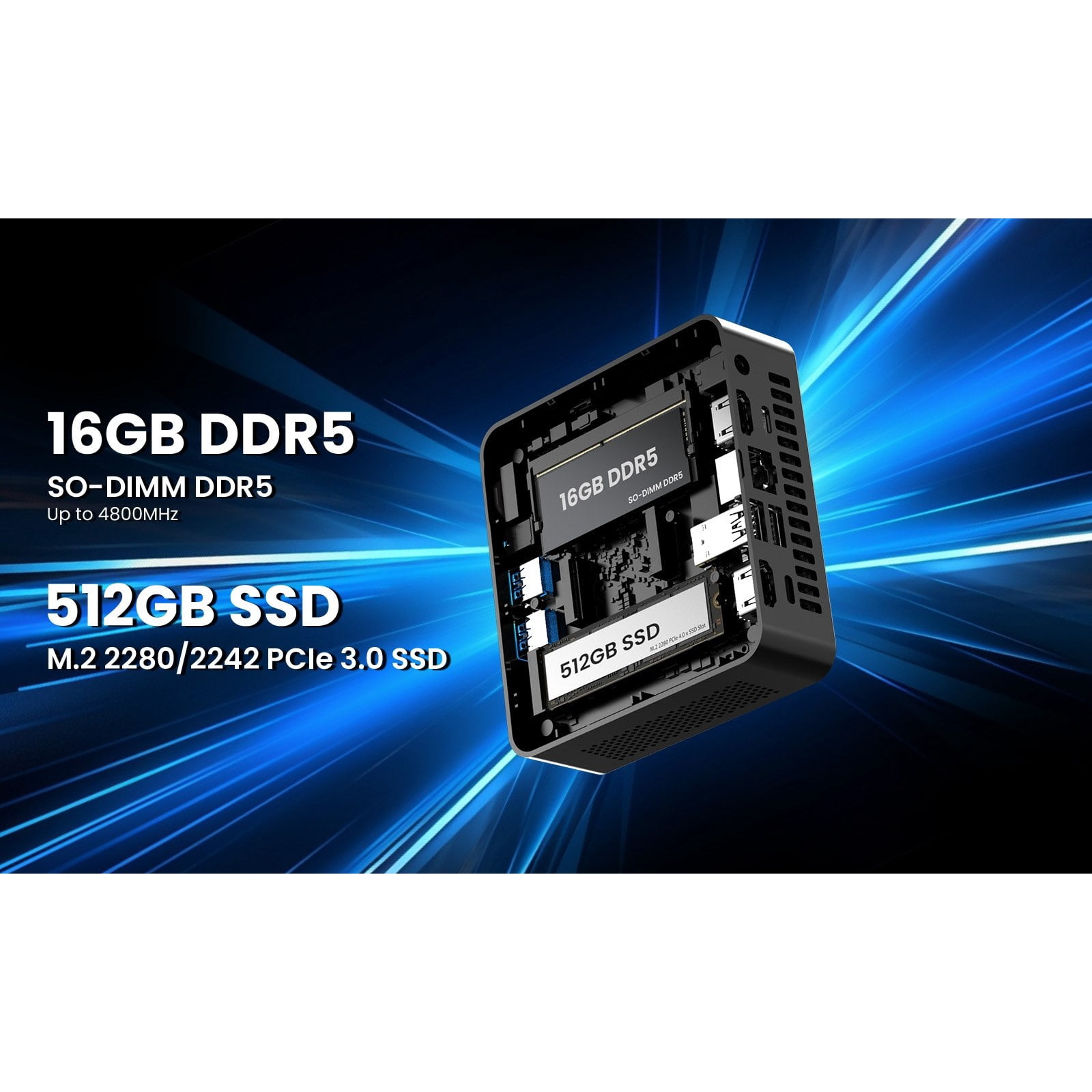 Mini PC – Intel® Core™ i3 Processor N300, Triple 4K@60Hz Output, 16GB DDR5 Memory, 512GB NVMe SSD, 2.5G Ethernet, Wi-Fi 6 & Bluetooth 5.2 MINIX NUC300