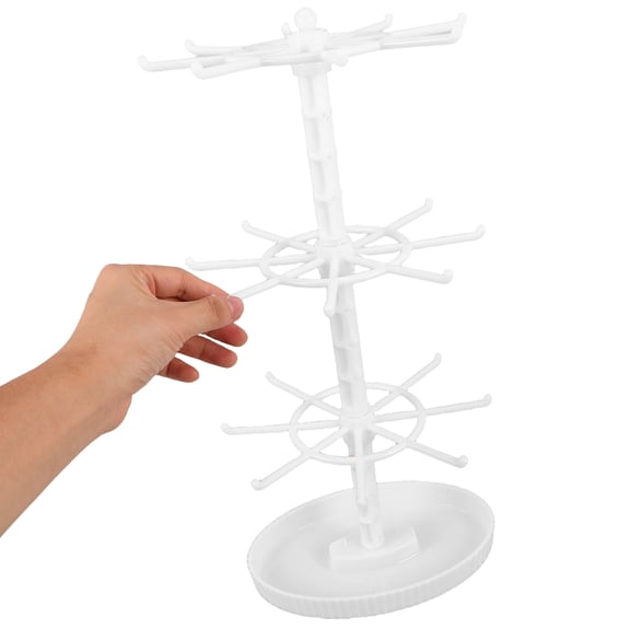 LOLIPPYY Rotating Jewelry Organizer Stand White Necklace Holder Keychain Display Rack Bracelet Hanger