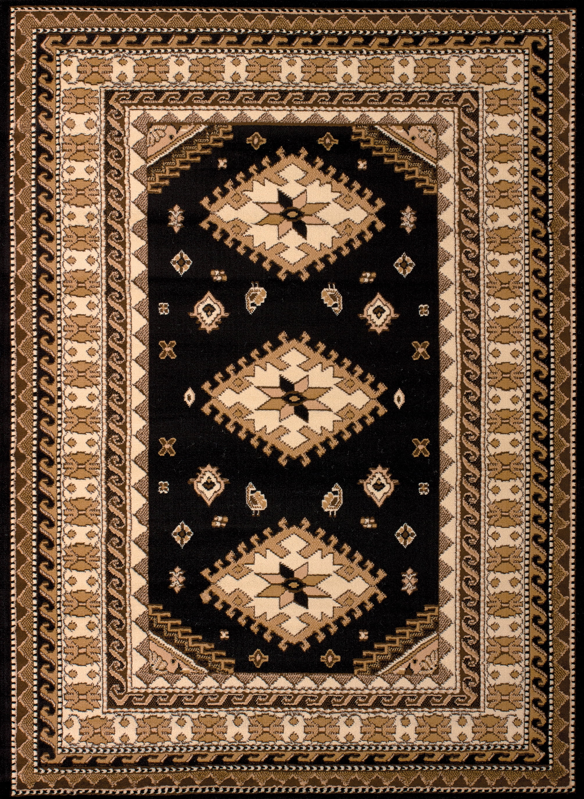 United Weavers Plaza Fleur Runner Rug, Bordered Pattern, Black, 2'3 X 7'2"