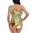 thumbnail image 5 of Sikiie Starfish And Seashell Print Women One Piece Swimsuits Tummy Control One Shoulder Bathing Suits Ruffle Swimwear, From S to XXL-XX-Large, 5 of 6