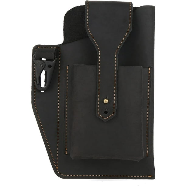 SHAR Pochette de ceinture pour téléphone portable en cuir tage avec  porte-clés, pochette de ceinture pour homme, multifonctionnelle, double che  pour tous les téléphones portables jusqu'à 7.3 