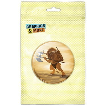 Minotaur Fantasy War Axe Pinback Button Pin Badge