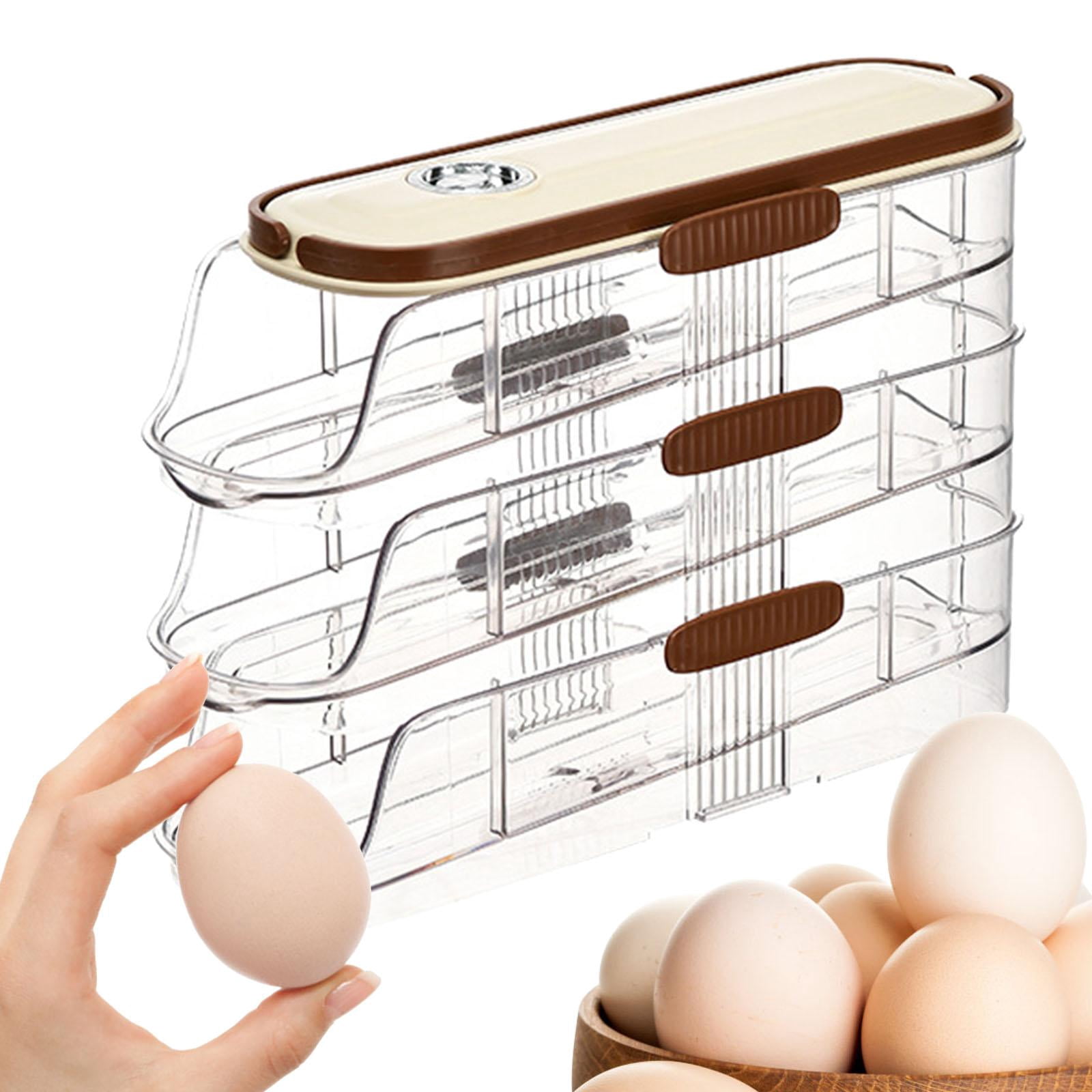Fiocias Auto Rolling Egg Dispenser Egg Tray Egg Storage Egg Holder for Fridge for Pantry 3 Tiers
