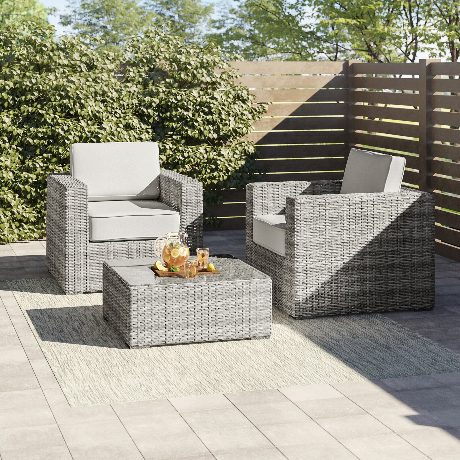 Commodore Wicker/Rattan 2 Person Seating Group with Sunbrella