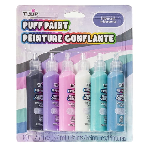 Tulip Dimensional Fabric Paint Iridescent 6-Pack - Permanent 3D Fabric Paint in Shimmery Pastel Colors