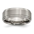 thumbnail image 1 of 8 mm Titanium Double Step Ridged Edge Satin & Polished Band, Size 11.5, 1 of 1