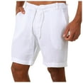 thumbnail image 1 of LoyisViDion Mens Pants Clearance Fashion Men Cotton Linen Casual Pants Buttons Lacing Waist Pockets Short Pants White 4(S), 1 of 4