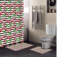 thumbnail image 1 of FMSHPON Striped 4 Piece Bathroom Set Shower Curtain Bath Rug Contour Mat and Toilet Lid Cover, 1 of 8