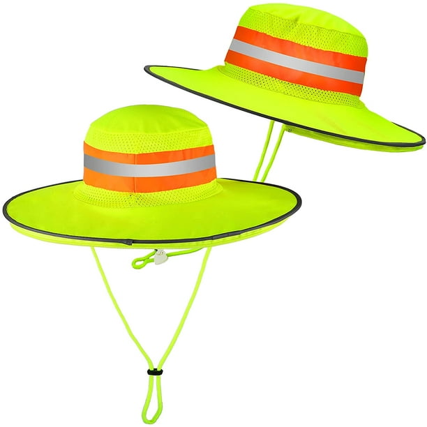 Cododia 2 Pieces High Visibility Reflective Sun Hat With Wide Brim Neck Flap Boonie Hat