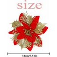 thumbnail image 2 of 12 flores de Navidad simuladas, estrella de Navidad, flor de Navidad, decoración de árbol de Navidad, flores artificiales de Navidad (rojo dorado), 2 of 5