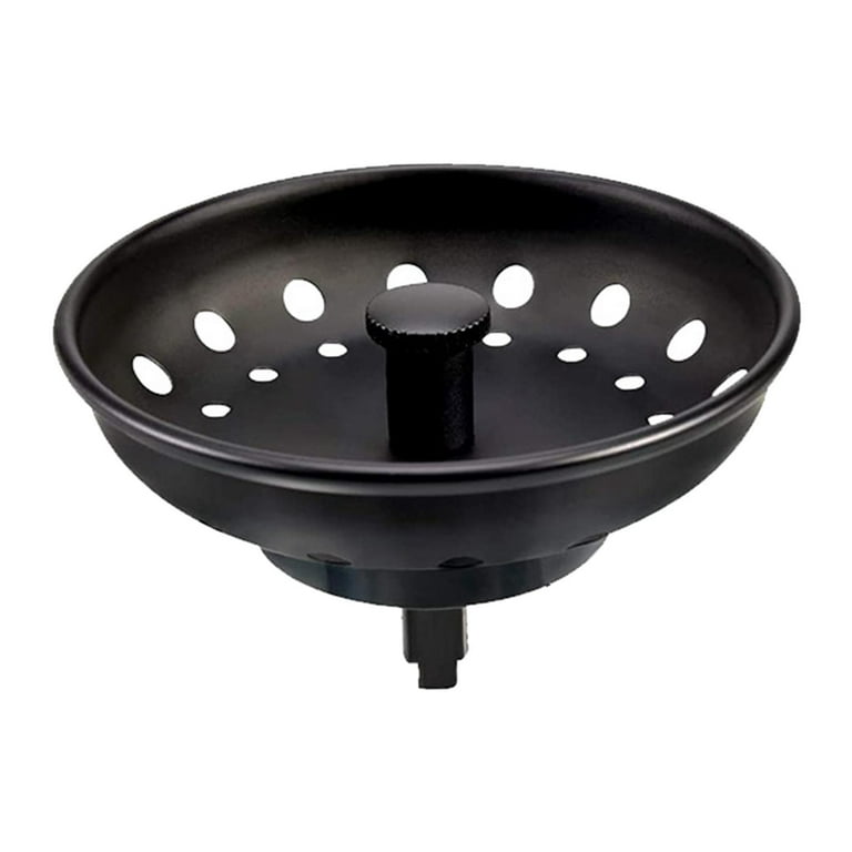 Black Sink Basket Strainer Drain Stopper, Stainless Steel Matte Kitchen  Sink Strainer Fits for Universal 3-1/2 inch Kitchen Sink, Metal Center Knob