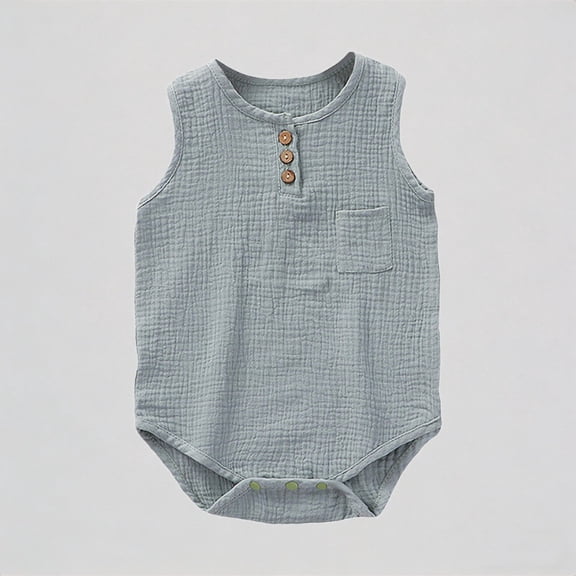 Krdevn Baby Boys Bodysuits Summer Sleeveless Romper Jumpsuit Soft Breathable Casual Outfit,9-12 Months